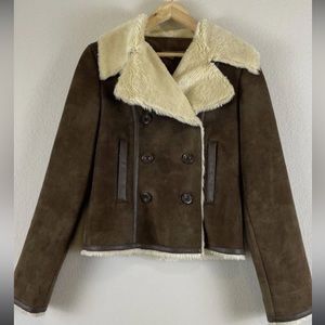 Kenneth Cole Reaction Faux Suede Moto Jacket Xs Womens Faux Fur Lined